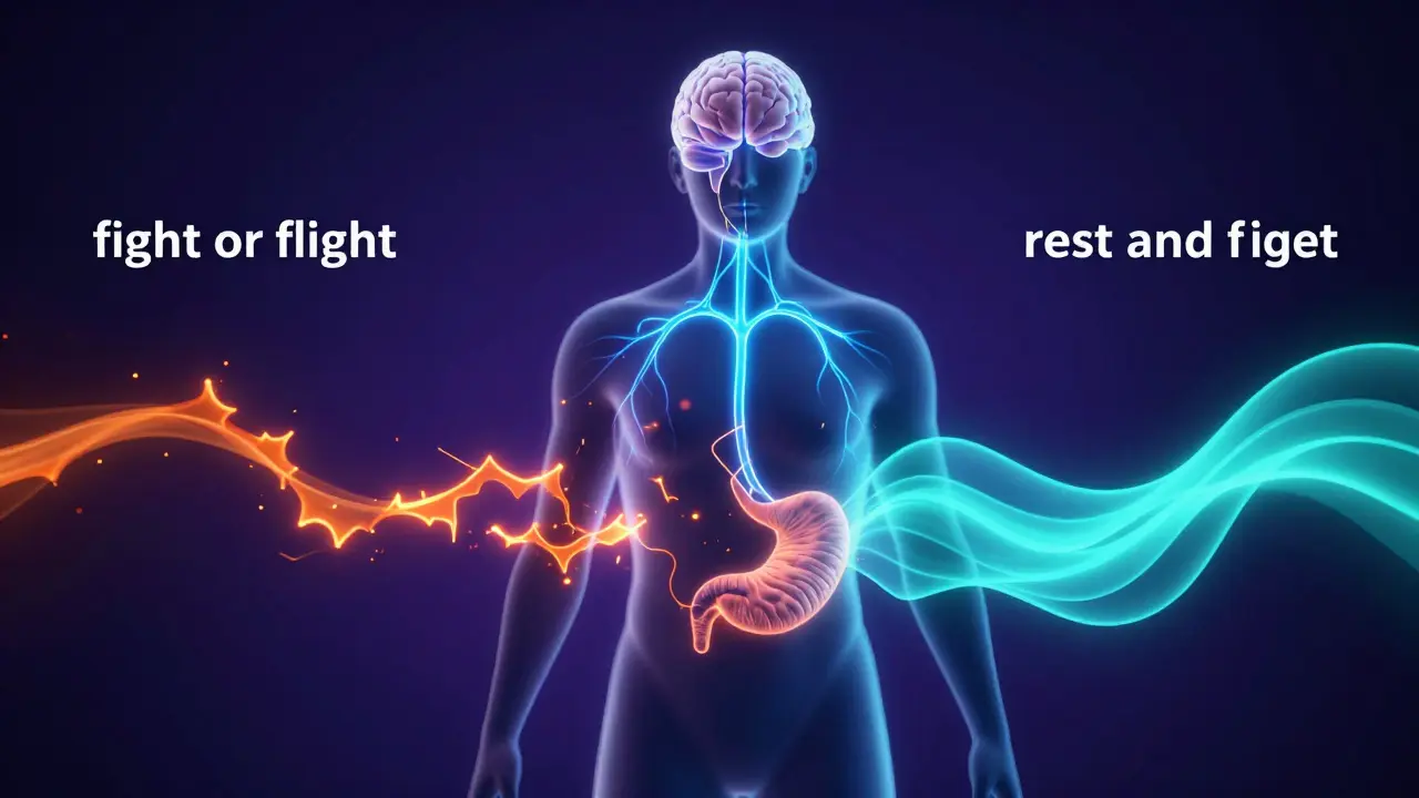 Artistic representation of the Vagus Nerve glowing within a human silhouette.