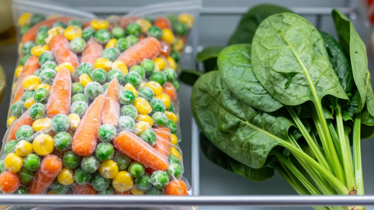 Comparison of fresh frozen vegetables versus wilting fresh spinach leaves