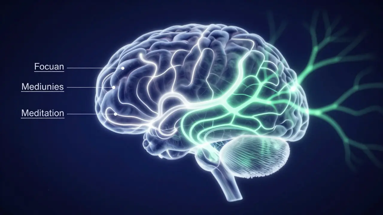 Glowing neural networks symbolizing brain changes from practice