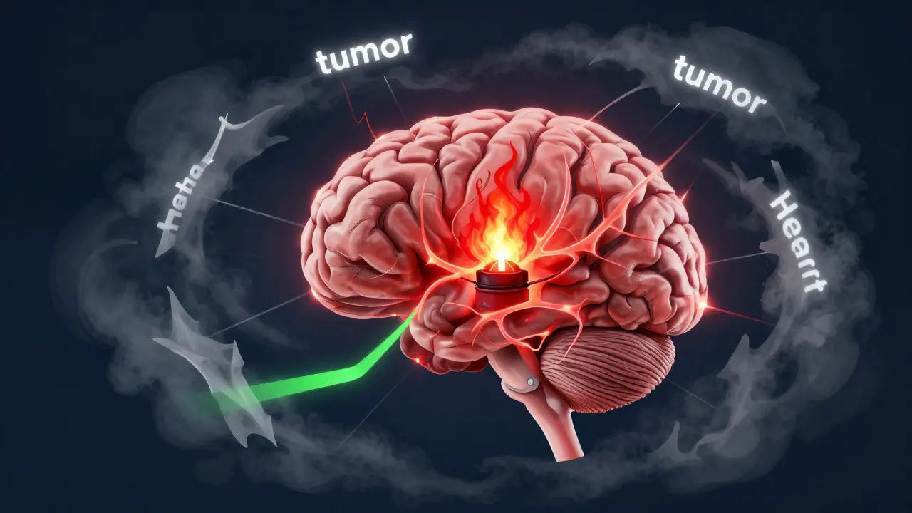 Illustration of brain amygdala triggering fear response